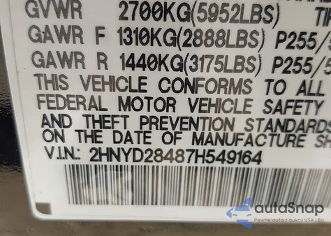 2007 Acura Mdx Technology из США, поврежденный, VIN 2HNYD28487H549164